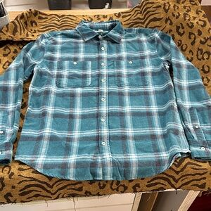 Aeropostale Teal and Gray Plaid Button-Down Shirt